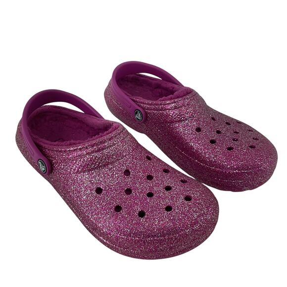 CROCS Kids Glittery Pink Clogs - Picture 1 of 4